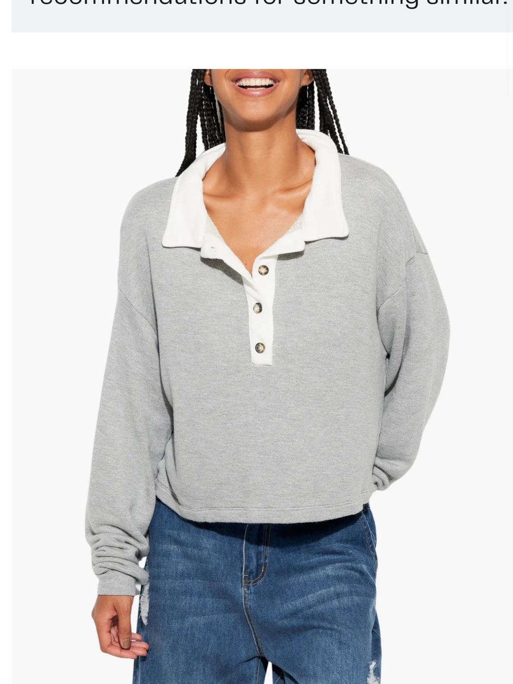 Spiritual Gangster Nichols Henley Crop Sweatshirt Grey Size Small NWT